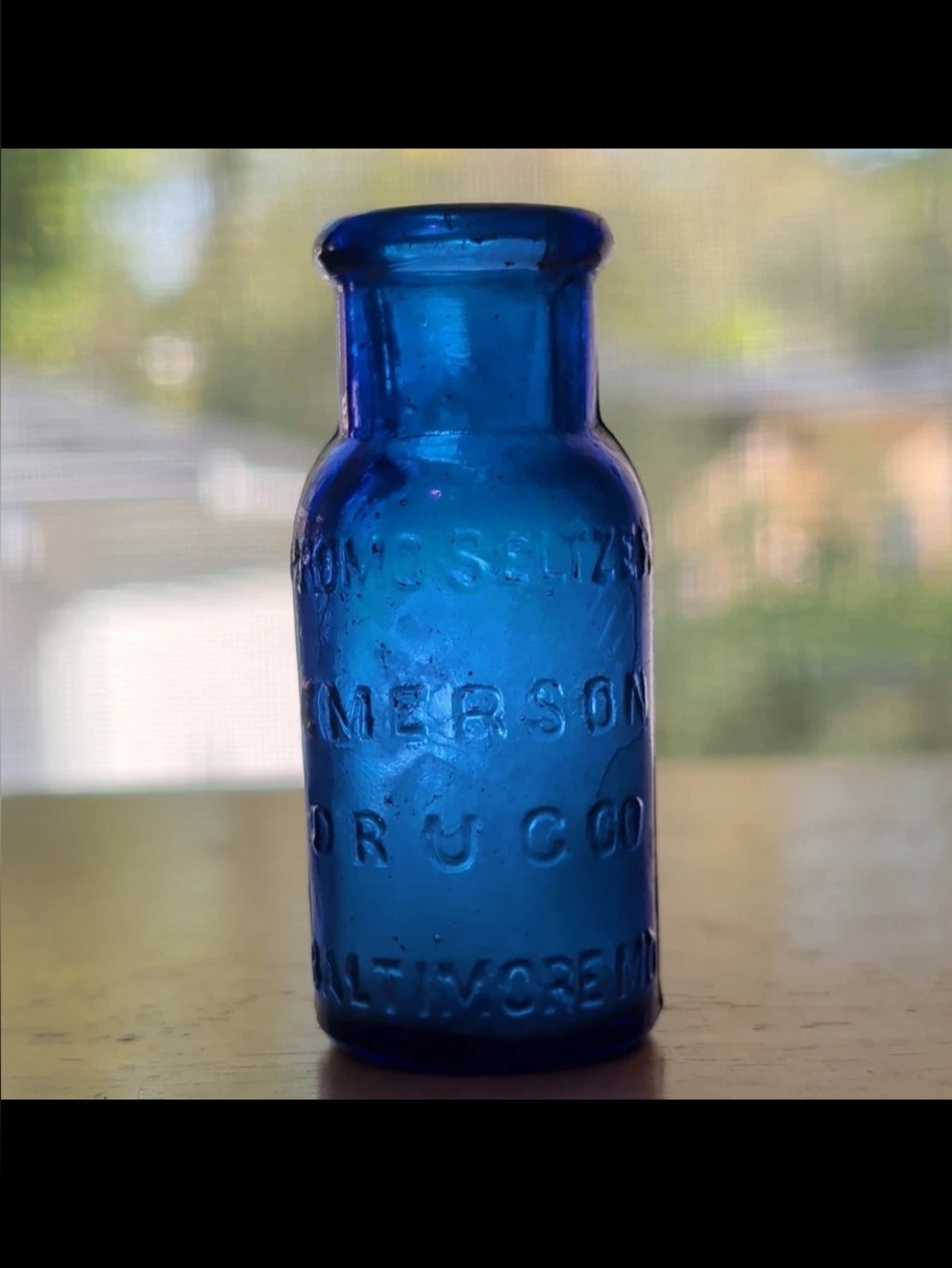 Antique 1890s Cobalt Blue Bromo Seltzer Bottle Emerson Drug Baltimore MD Blown